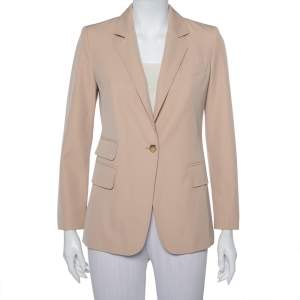 Pre Owned Max Mara Beige Wool Button Front Unno Blazer S