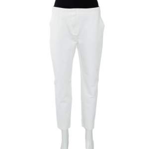 Max Mara White Knit Cropped Tapered Leg Trousers L