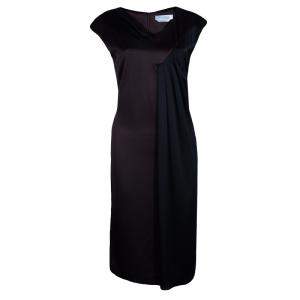 Pre Owned Max Mara Brown/Black Silk Sleeveless Dress M/L