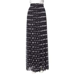 Max Mara Black Printed Chiffon Balocco Pleated Palazzo Pants L