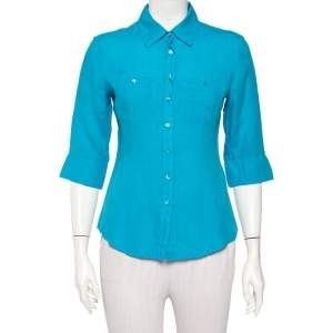 Weekend Max Mara Blue Linen Button Front Shirt S