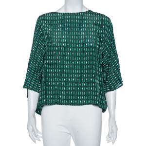 Weekend Max Mara Green Geometric Print Silk Blouse M