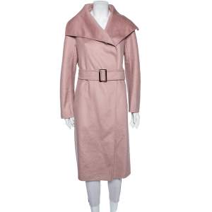 Max Mara Blush Pink Cashmere Belted Cucito A Mano Coat M