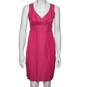 Max Mara  Pink Cotton Pleated Sleeveless Dress M