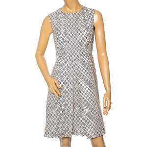 Max Mara Cream & Pink Geometric Printed Cotton Sleeveless Short Dress M