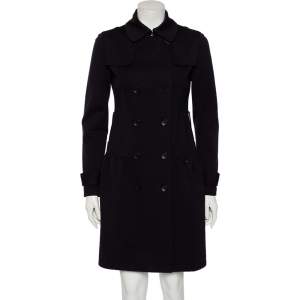 Max Mara Navy Blue Cotton Double Breasted Trench Coat S