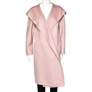 Max Mara Pink Cashmere Sailor Collar Open Front Jacket L