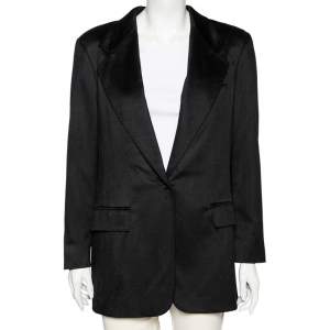 Max Mara Black Cashmere Button Front Jacket M