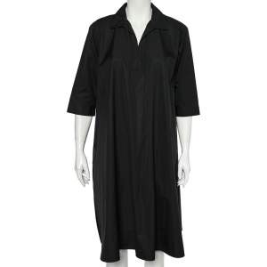 Pre Owned Max Mara Black Cotton Oversized Shift Midi Dress M