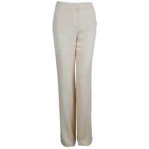 Pre Owned Max Mara Beige Silk Crepe Trousers M