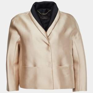 Pre Owned Max Mara Beige Silk Button Front Blazer M