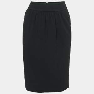 Max Mara Black Crepe Slit Detail Midi Skirt M