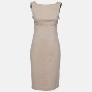 Pre Owned Max Mara Beige Wool Sleeveless Dress S