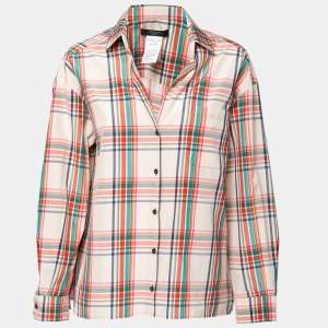 Max Mara Multicolor Checkered Cotton Button Front Shirt L
