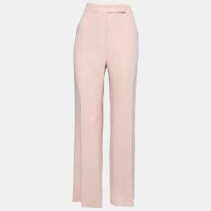 Max Mara Pink Crepe Straight-Leg Trousers XL