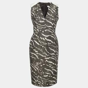 Max Mara Green Textured Cotton & Linen Sheath Dress M
