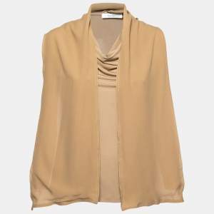 Max Mara Beige Knit Tie Detail Sleeveless Top M