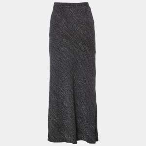 Max Mara Black Textured Wool Maxi Skirt M