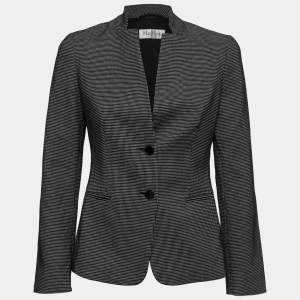 Max Mara Black Patterned Jacquard Single-Breasted Blazer S