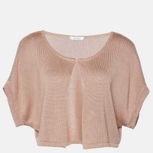 Max Mara Light Pink Knit Cropped Shrug L