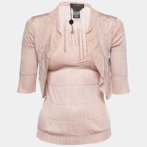 Max Mara Light Pink Stretch-Knit Top & Shrug Set M