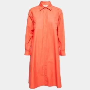 Max Mara Orange Cotton Poplin Shirt Dress M