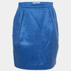 Max Mara Blue Mohair Wool Pencil Skirt M