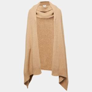 Max Mara Dark Beige Knit Wrap Dover Poncho One Size 