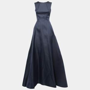 Max Mara Pianoforte Dark Blue Satin Sleeveless Gown XS