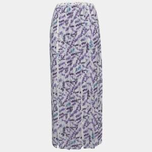 Max Mara White Floral Printed Georgette Oreste Maxi Skirt M