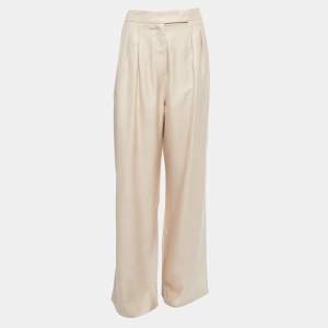 Max Mara Beige Silk & Wool High Waist Straight Fit Trousers XL