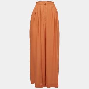 Max Mara Orange Silk Chiffon Gathered Waist Palazzo Pants S