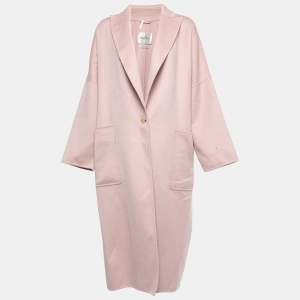 Max Mara Light Pink Cashmere Single Breasted Long Coat M