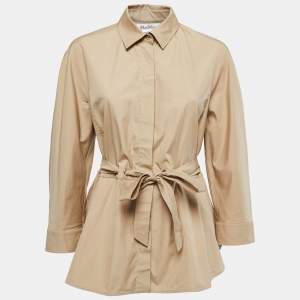 Max Mara Beige Cotton Belted Shirt M