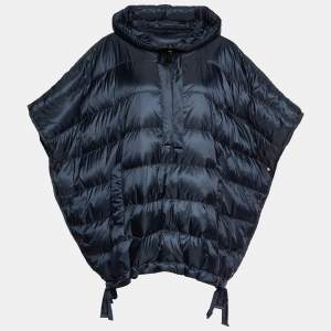 Pre Owned Max Mara Navy Blue Quilted Oversized Cape S