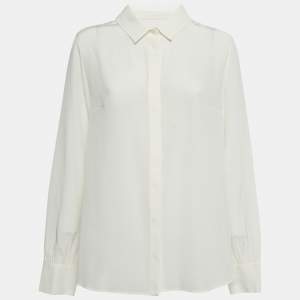 Max Mara Off White Silk Button Front Full Sleeve Shirt XL