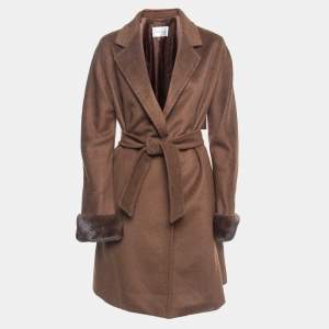 Pre Owned Max Mara Brown Camel Hair Belted Coat S
