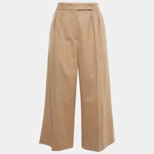 Max Mara Brown Camel Hair Cropped Trousers S