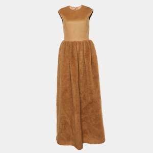 Max Mara Brown Camel Hair Mito Maxi Dress S