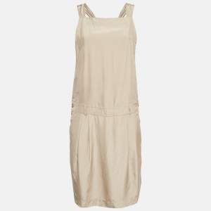 Max Mara Beige Silk Sleeveless Short Dress L