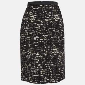 Max Mara Black Printed Wool Blend Pencil Skirt M