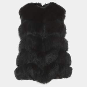 Pre Owned Max & Moi Black Fox Fur Short Gilet S