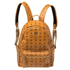 Pre Owned MCM Cognac Visetos Coated Canvas Large Stark Backpack