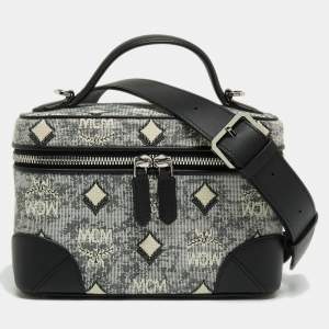 MCM Grey Vintage Monogram Jacquard Rockstar Vanity Bag