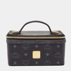 MCM Black Visetos Coated Canvas and Leather Rockstar Vanity Case Bag