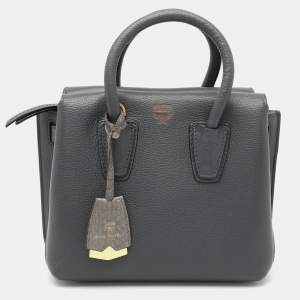 MCM Grey Leather Mini Milla Park Avenue Tote