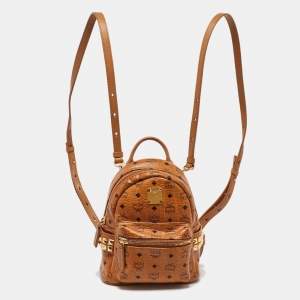 MCM Tan Visetos Coated Canvas and Leather Mini Stark Bebe Boo Backpack