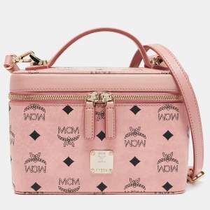 MCM Pink Visetos Coated Canvas and Leather Rockstar Vanity Case Bag