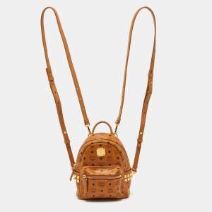 MCM Tan Visetos Coated Canvas and Leather Mini Studded Stark Bebe Boo Backpack