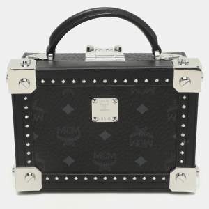 MCM Black Coated Canvas and Leather Berlin Box Bag